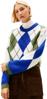 Oversized Argyle Alpaca Blend Sweater